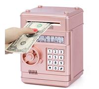 Highttoy Hucha Electrónica Niñas 3-12 Años, Hucha Cajero Automatico Caja Fuerte Niños Hucha con Código Hucha Caja Fuerte Divertidos Juguete de Regalo para Niñas Oro Rosa