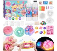 Highttoy Kit Squishy Grande Silicona Líquida Luminoso Bricolaje, 480ml AB Proporción 1:1 Squishy Goma de Silicona Avec 9 Moldes y Accesorios, Juguetes Sensoriales Antiestrés, Regalos Niños 6+ Años