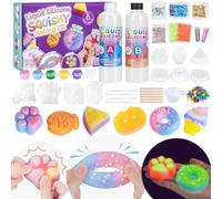 Highttoy Kit Squishy Silicona Líquida Luminoso Bricolaje, 480ml AB Proporción 1:1 Squishy Goma de Silicona avec 6 Moldes y Accesorios, Juguetes Sensoriales Antiestrés para Niños 6+ Años