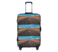 Highway Road in The Desert Landscape - Funda elástica antiarañazos, protector de equipaje de viaje, a prueba de polvo, para equipaje de 18 a 32 pulgadas, White, M, Clásico