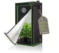 HIGHWERK Tienda de cultivo de 100 x 100 x 200 cm | Tienda de cultivo interior para cultivo de plantas | negro y verde | caja de cultivo, para cultivo doméstico, armario de cultivo, tienda de cultivo