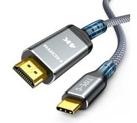 Highwings Cable USB C a HDMI 4K 0.5M, USB C HDMI cable UHD Thunderbolt 3 compatible con iPhone 15 Pro/Plus/Max, MacBook Pro/Air, iPad Pro/Air, Surface Book 2, Dell XPS, Galaxy S10/S9, etc. (Negro)