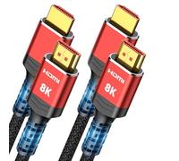 Highwings Cables HDMI 8K 2.1 6.6 pies, paquete de 2 (certificados) 10K 8K @60Hz 4K @120Hz 144Hz 48Gbps cable HDMI, 2.1 HDMI trenzado de ultra alta velocidad, HDCP 2.2 y 2.3, eARC, HDR10, compatible