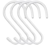 HiGift Ganchos grandes con revestimiento de vinilo en S, resistentes en forma de S, para colgar plantas, cesta, luces, ropa, vaqueros, olla, toallas, sombreros (4 unidades), color blanco