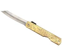 HIGO NO KAMI Navaja Plegable Serie Holy Beasts de Nagao Kanekoma, Mango de Latón Grabado y Hoja de Acero Azul Warikomi con Alto Contenido en Carbono, HRC 62-64 (Black Tortoise)