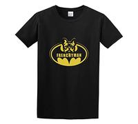 HIGOL Frenchy Man Dog,Hund,Fun,Bat,Gotham,Justice,Bulldog,Kult,Logo T-Shirt Mens Black Unisex Tees Shirt XXL