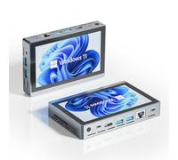 HIGOLEPC Mini PC Win 11 Pro, Celeron N5095 Mini computadora con ventilador, 8 GB DDR4, 128 GB ROM, mini PC USB-C con pantalla, Micro PC WiFi 5.0 BT5.2 4K 60Hz triple pantalla con batería, mini