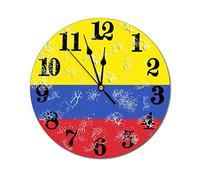 Higoss Reloj de pared con decoración de la bandera de Colombia, modernos relojes de pared redondos que funcionan con pilas grandes, reloj colgante para cocina, hogar, oficina, baño, dormitorio, 10