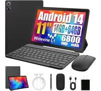 HiGrace Tableta Android, 14 GB de RAM + 64 GB ROM (TF 1 TB), Android 14 Octa-Core de 11 pulgadas, 6800 mAh, Widevine L1, WiFi 6, tableta 8 en 1 con teclado, mouse, funda protectora, lápiz,