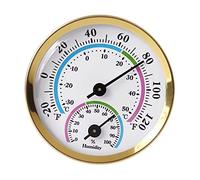 Higrómetro analógico de temperatura y humedad, no requiere batería, para interiores, oficina, hogar, habitación, exterior, termómetro dorado, higrómetro analógico