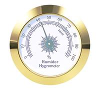Higrómetro de cigarro Anync redondo para humidificador de cigarros, caja de cigarros/armario de cigarros de 2 pulgadas de diámetro, color dorado
