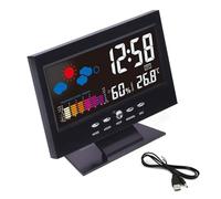 Higrómetro de escritorio multifuncional con calendario, niveles de comodidad y pantalla de tendencia de temperatura Estaciones meteorológicas digitales Termómetros Reloj higrómetro