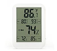 Higrómetro Digital de Interior de Alta Precisión Pantalla LED | Termómetro Electrónico para Habitación y Salón, Abs Blanco, sin Batería, Mide Temperatura y Humedad