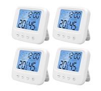 Higrómetro digital para interiores, 4 unidades de higrómetro interior, 2 en 1, termómetro interior con indicador de función de fecha y hora, para habitación de bebé, hotel, oficina, casa