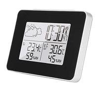 Higrómetro digital Termómetro para interiores y exteriores Monitor de humedad con pantalla táctil LCD con retroiluminación, reloj despertador digital inalámbrico, ideal para monitorear el pronóstico d