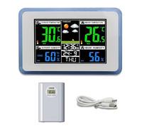 Higrómetro HUIOP Estación meteorológica inalámbrica multifuncional para el hogar/la oficina Reloj con pantalla digital en color 433MHz Probador de temperatura exterior e interior Higrómetro Pronóstico