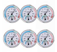 Higrómetro interior analógico, termómetro exterior, termómetro e higrómetro de 13 cm, termohigrómetro analógico, adecuado para casas, invernaderos, jardines, coches, sin pilas, 6 unidades