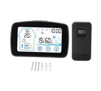 Higrómetro Termómetro Inalámbrico, Pantalla Táctil con Retroiluminación, Medidor de Temperatura y Humedad para Interior y Exterior Negro - Predicción Meteorológica Precisa, Senso (negra)