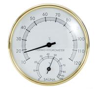 Higrómetro y termómetro de sauna para combo, acero inoxidable de 2 pulgadas, calibre para altas temperaturas de hasta 120 °C, medidor analógico y de humedad para sala de spa, sauna al aire libre