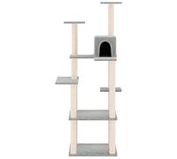 Higsose Árbol rascador de actividad para interiores con columnas rascadoras de sisal, gris claro, 47 x 47 x 153 cm, madera y felpa, parque infantil con casas, plataformas, torre de gatos todo en uno,