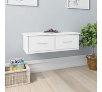 Higsose Estantería de pared para salón, 60 x 26 x 18,5 cm, para cocina, con 2 cajones, color blanco