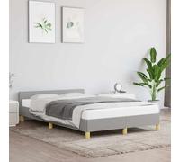 Higsose Estructura de cama con cabecero, cama familiar, muebles de dormitorio, decoración de interiores, aspecto sencillo y limpio, gris claro, 207 x 126 x 50 cm