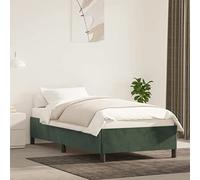 Higsose Estructura de cama de terciopelo familiar, marco de cama con plataforma, muebles de dormitorio, decoración interior, aspecto sencillo y limpio, verde oscuro, 203 x 93 x 35 cm