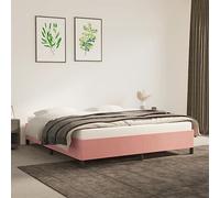 Higsose Estructura de cama de terciopelo familiar, muebles de dormitorio, marco de cama con plataforma, decoración interior, aspecto sencillo y limpio, color rosa, 203 x 163 x 35 cm