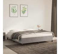 Higsose Estructura de cama de terciopelo para cama familiar, muebles de dormitorio, marco de cama con plataforma, decoración interior, aspecto sencillo y limpio, gris claro, 203 x 163 x 35 cm
