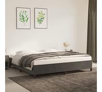 Higsose Estructura de cama de terciopelo para cama familiar, muebles de dormitorio, marco de cama con plataforma, decoración interior, aspecto sencillo y limpio, gris oscuro, 203 x 203 x 35 cm