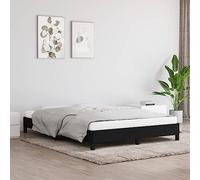 Higsose Estructura de cama familiar, marco de cama con plataforma, muebles de dormitorio, decoración interior, aspecto sencillo y limpio, color negro, 203 x 143 x 25 cm