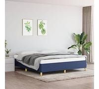 Higsose Estructura de cama para decoración de interiores, marco de cama familiar, muebles de dormitorio, aspecto sencillo y limpio, azul, 203 x 183 x 35 cm