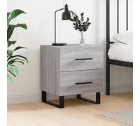 Higsose Mesita de noche 44 x 40 x 47,5 cm, gris Sonoma, madera, hierro, armario estrecho, mesa de café en diseño industrial, mesa de cama, muebles de dormitorio, mesita de noche junto a tu cama