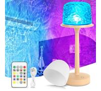 HIGSPE Luz Nocturna Ondulada de Agua, 16 Colores Proyector Aurora Boreal Giratoria, Proyector Galaxia con Pantalla de Lámpara y Control Remoto, Wave Lamp Recargable para Decorar Adultos Infantil