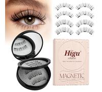 Higu clace 2 Paia Ciglia Finte Magnetiche con applicatore, Ciglia Finte Magnetiche Naturali, non c'è bisogno di colla magnetica per Ciglia facile da indossare e rimuovere (BLACK AB1)