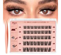 Higu clace Cils auto-adhésifs, conjunto de 40 cils pré-collés D Curl mélange 8-16 mm, pince à cils, pas besoin de colle ni de dissolvant, grappes de faux cils DIY à presser (Natural 10-16 mm)