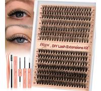 Higu clace DIY Wimpern-Extensions-Set, 280Pcs 30D+40D Wimpern-Einzeln-Set, Wimpern-Extensions-Set-7-tage halt mit Applikator und Wimpernkleber und Versiegelung (30D+40D Kit)