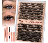Higu clace DIY-Wimpern-Extensions-Set, 280Pcs 40D+50D Wimpern-Einzeln-Set, Wimpern Extensions Set 7 tage halt mit Applikator und Wimpernkleber und Versiegelung（40+50D)