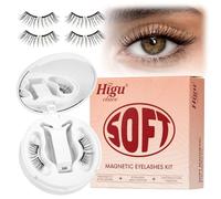 Higu clace Pestañas magnéticas suaves, pestañas magnéticas sin delineador de ojos, pestañas magnéticas de aspecto natural, pestañas magnéticas fuertes con aplicador, no requiere pegamento, pestañas