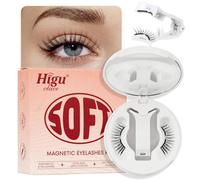 Higu clace Pestañas magnéticas suaves, pestañas magnéticas sin delineador de ojos, pestañas magnéticas de aspecto natural, pestañas magnéticas fuertes con aplicador, no requiere pegamento, pestañas