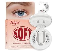 Higu clace Pestañas magnéticas suaves, pestañas magnéticas sin delineador de ojos, pestañas magnéticas de aspecto natural, pestañas magnéticas fuertes con aplicador, no requiere pegamento, pestañas
