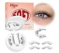 Higu clace Pestañas magnéticas suaves, pestañas magnéticas sin delineador de ojos, pestañas magnéticas de aspecto natural, pestañas magnéticas fuertes con aplicador, no requiere pegamento, pestañas