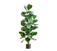 Higuera Artificial De Hoja De Violín, Árbol Artificial De Ficus Lyrata Falso, Higueras Artificiales En Maceta, Plantas Artificiales Para Salas De Estar, Oficinas(130cm/4.3ft)