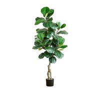Higuera Artificial De Hoja De Violín, Ficus Lyrata De Imitación De Alto En Maceta, Árbol Artificial, Planta Falsa, Para Decoración Estética Del Hogar, Oficina, Sala De Estar(180cm/5.9ft)