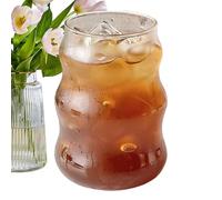 higyee Lindos Vasos De Vidrio Acanalado - Vaso Grande Para Café He-lado De 530 ml | Vasos De Estilo Vintage Para Bebidas Frías | Tazas De Café Acanaladas Para Jugo, Cerveza, Refresco, Té, Cóctel (B)
