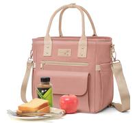 Hihealer Bolsa de almuerzo de lujo para mujer, bolsa de almuerzo aislada a prueba de fugas, para mujer, 2024, regalo novedoso, impermeable, bolsa de almuerzo multibolsillo, con correa extraíble para