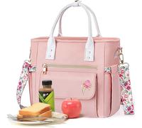 Hihealer Bolsa de almuerzo de lujo para mujer con diseño floral raro, bolsa térmica grande a prueba de fugas con múltiples bolsillos con correa extraíble para regalos de trabajo o picnic para mujeres