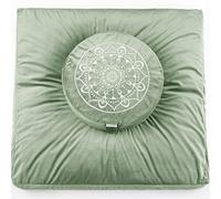 Hihealer Juego de cojín de meditación grande y tapete de zabutón, almohada de meditación y tapete de zafu para hombres y mujeres (verde)