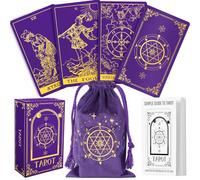 Hihealer Witchy Gifts for Women 78 Classic Original Tarot Cards Deck Fortune Telling Game for Beginners to Expert with Guide Book & Linen Carry Bag