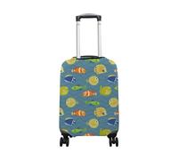 hihihihihihihihi Funda de equipaje de elastano para viaje, diseño de mandala, flor, azul, ligero, moderno, lavable, para equipaje de 66 a 71 cm, Bonitas olas de peces tropicales, XL